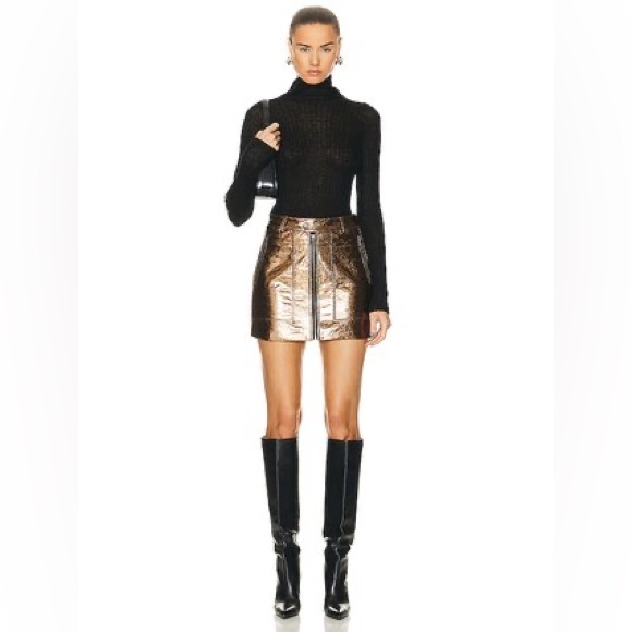 MOTHER Dresses & Skirts - NWT MOTHER The Sprocket Mini Skirt‎ metallic gold small zipper